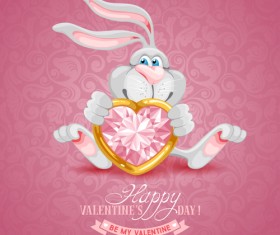 valentine cute bunny background vector
