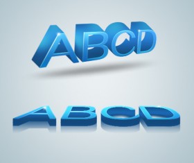 3D blue alphabet creative psd material