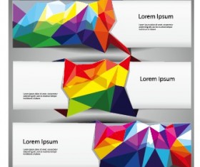 3D colored shapes banners vector set 01