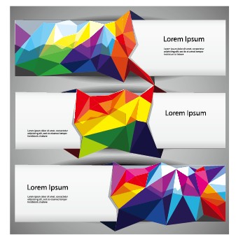 3D colored shapes banners vector set 01