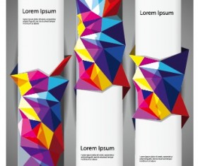 3D colored shapes banners vector set 02