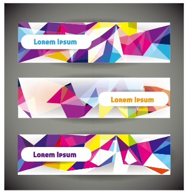 3D colored shapes banners vector set 03
