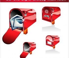 3D red mail icons vector graphics