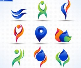 3d abstract color logos design vector