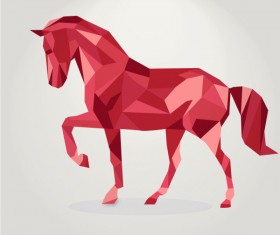 3d geometric shapes horse creative vector 02