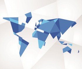 3d geometric shapes world map vector