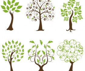 Abstract tree design vector set 02