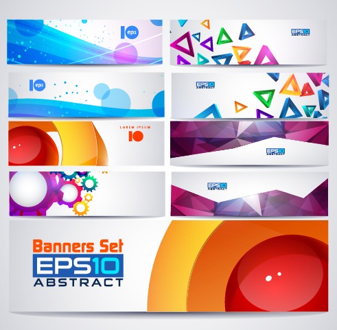 Abstractr colored web banner vector graphics 03