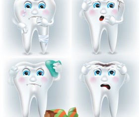 Amusing tooth design vector material