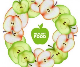 Apple slice healthy food background vector 01