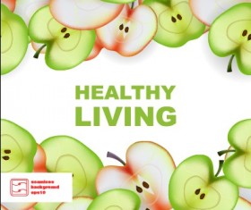 Apple slice healthy food background vector 02