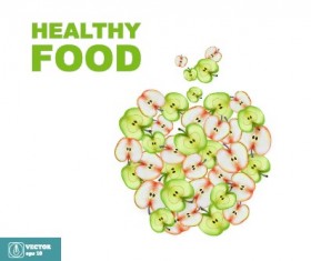 Apple slice healthy food background vector 03