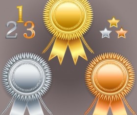 Creative colored award badges vector 01