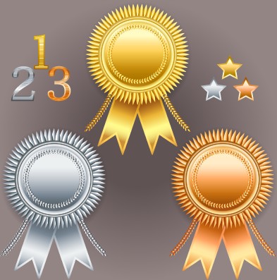 Creative colored award badges vector 01
