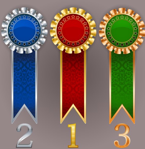 Creative colored award badges vector 02