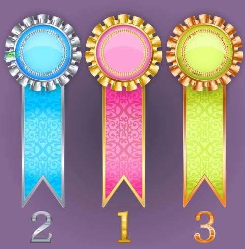 Creative colored award badges vector 03