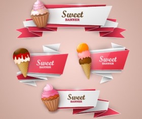 Banner origami ice cream design vector