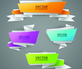 Shiny origami banners vector material 01
