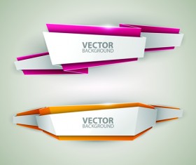 Shiny origami banners vector material 02