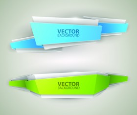 Shiny origami banners vector material 04