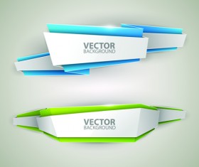 Shiny origami banners vector material 05