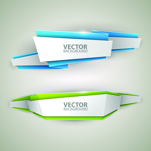 Shiny origami banners vector material 05