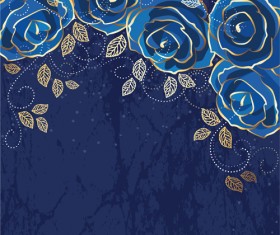 Beautiful blue rose vintage background vector 01