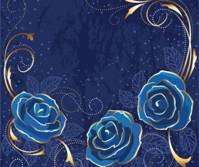 Beautiful blue rose vintage background vector 02