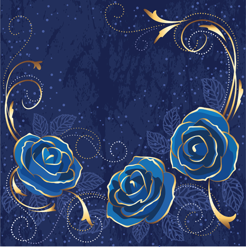 Beautiful blue rose vintage background vector 02 free download