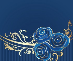 Beautiful blue rose vintage background vector 04