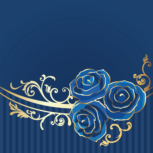 Beautiful blue rose vintage background vector 04