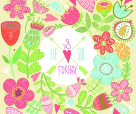 Beautiful floral pattern greeting cards vector graphics 04