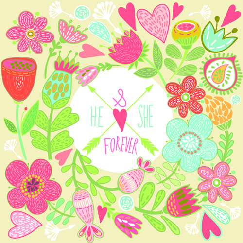 Beautiful floral pattern greeting cards vector graphics 04