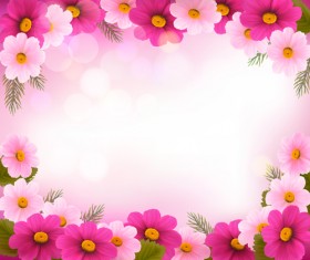 Beautiful flower frame vector graphics 01