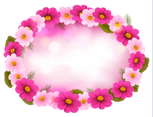 Beautiful flower frame vector graphics 02