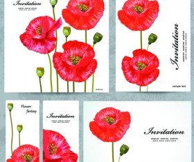 Beautiful flowers Invitation design material 01
