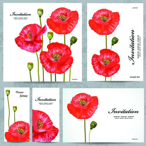 Beautiful flowers Invitation design material 01