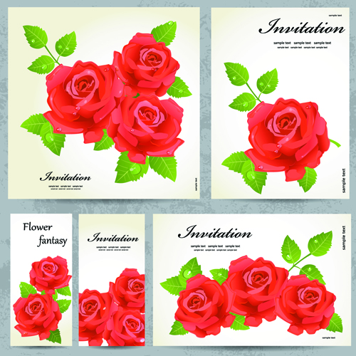 Beautiful flowers Invitation design material 02