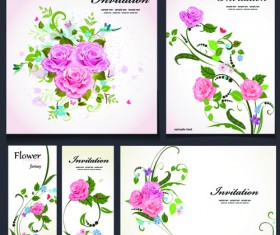 Beautiful flowers Invitation design material 04