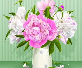 Beautiful peonies flower design vector 02