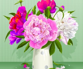 Beautiful peonies flower design vector 03