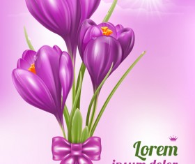 Beautiful purple flower card vectors 01