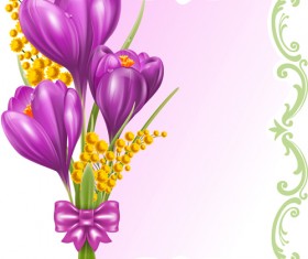 Beautiful purple flower card vectors 02