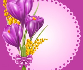 Beautiful purple flower card vectors 03