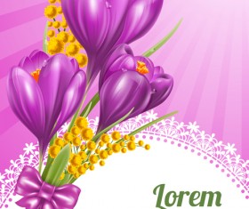 Beautiful purple flower card vectors 04