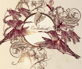 Hand drawn birds vintage style vector 01