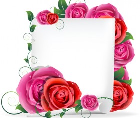 Blank paper and rose vector graphics