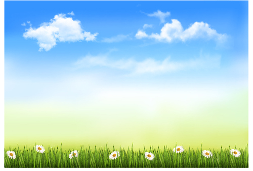 Blue sky and white clouds in spring design vector