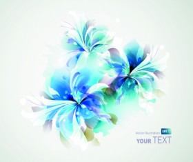 Blue style watercolor flowers vector background 02