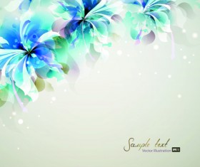 Blue style watercolor flowers vector background 03